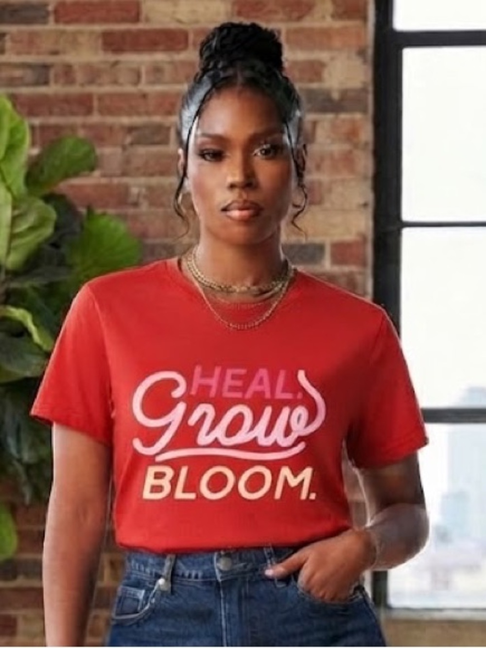 Legendary Rootz Heal Grow Bloom Graphic Tee Self Love Shirt Women's Size M NWT